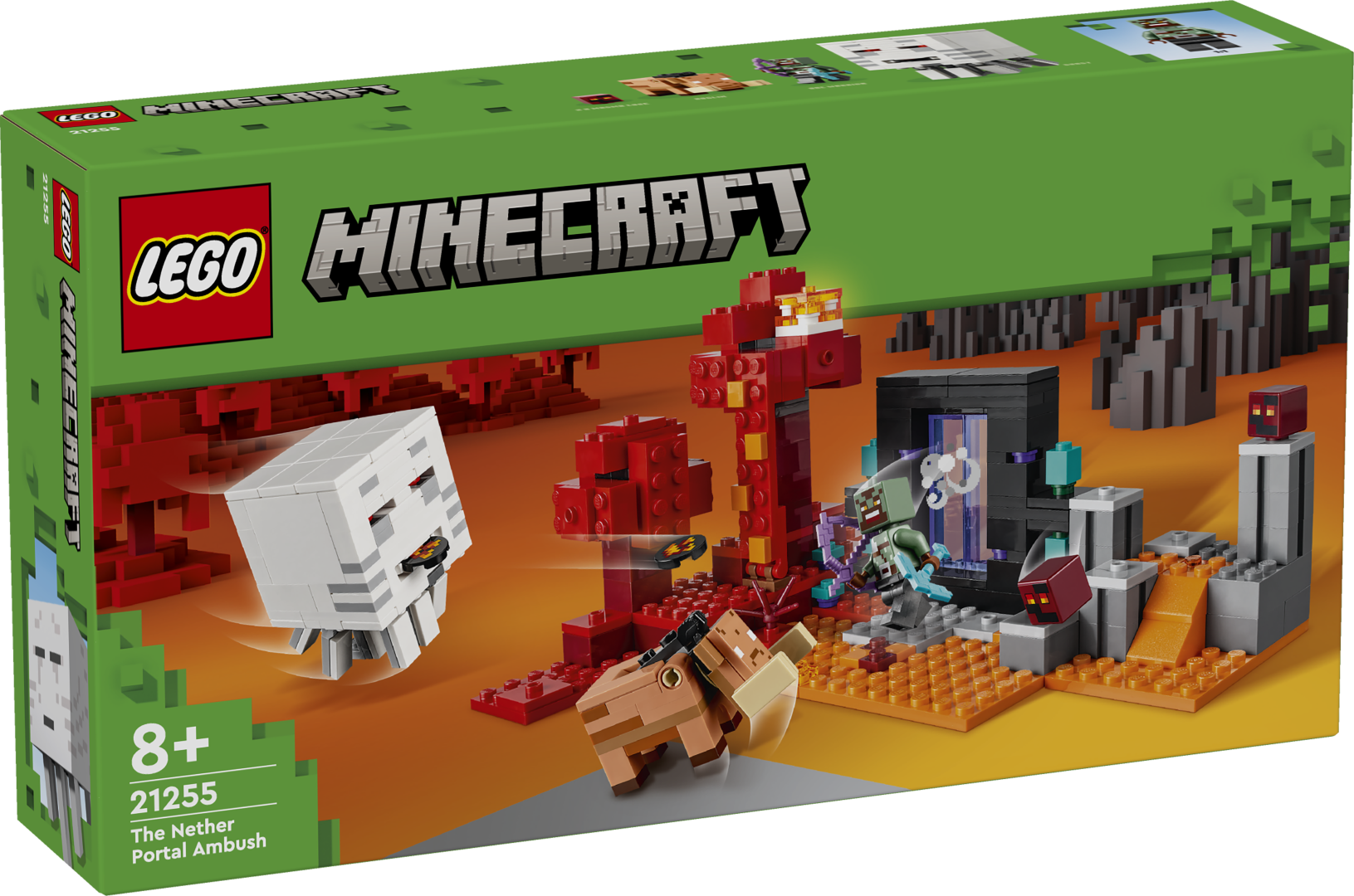 Mängukomplekt LEGO Minecrafti Netheri portaali varitsuse (21255) pakub mängijatele lõputuid ehitus- ja mänguseiklusi, mis sisaldavad Minecrafti ikoonilisi tegel