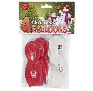 Bini jõuluteemalised õhupallid, 4 tk