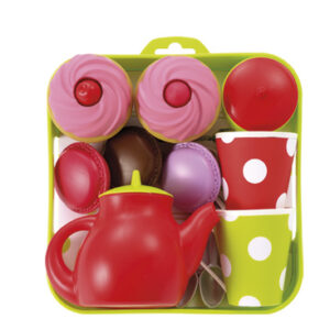 Ecoiffier teeserviis ja koogid kandikul