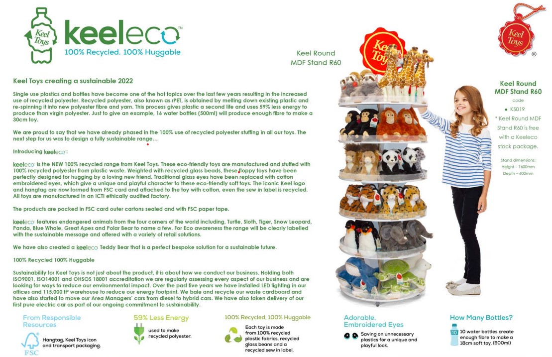 Keel Toys Eco kaisukaru 16 cm 2 Keel Toys Eco kaisukaru 16 cm - Image 2