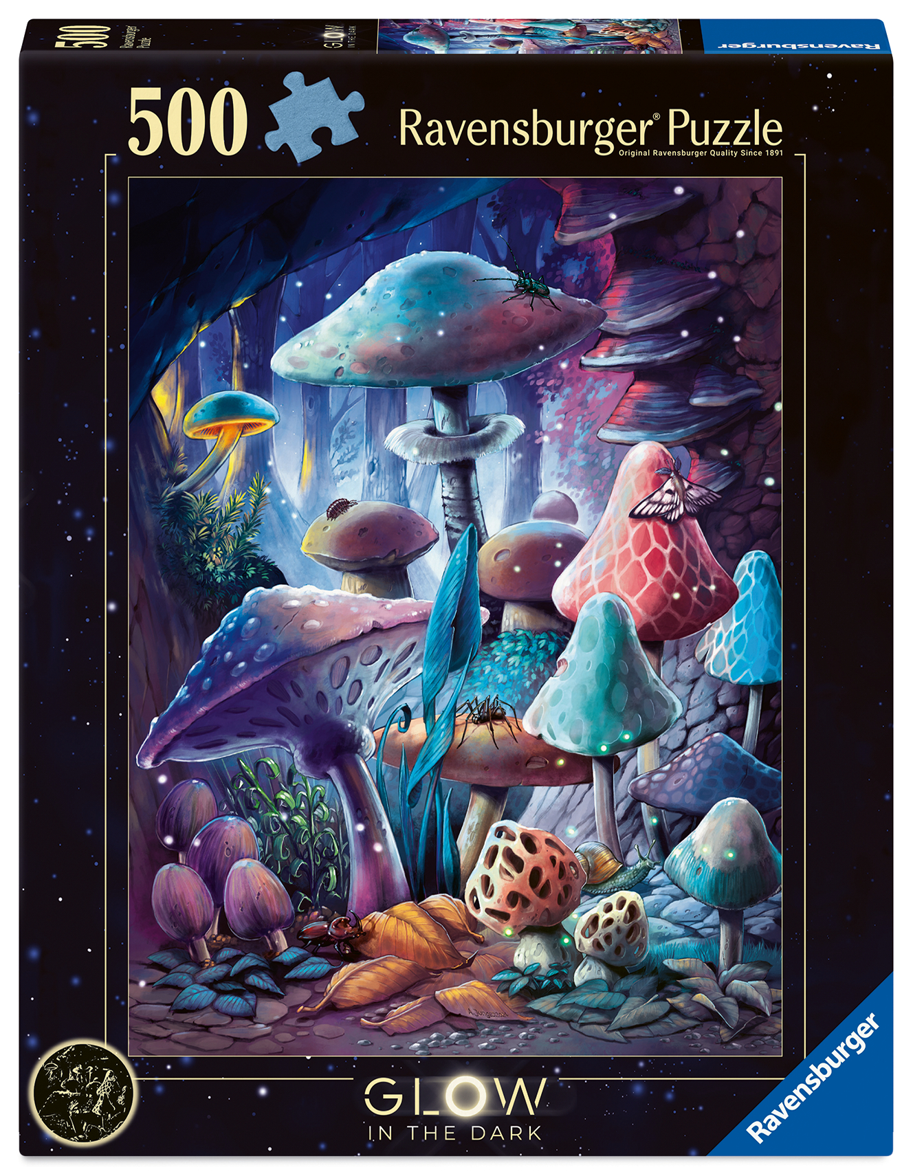 Ravensburger pimedas helendav pusle 500 tk: seened kuuvalguses 1 Ravensburger pimedas helendav pusle 500 tk: seened kuuvalguses