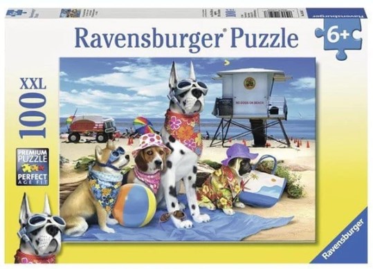 Ravensburger pusle 100 tk Koerad rannas 1 Ravensburger pusle 100 tk Koerad rannas