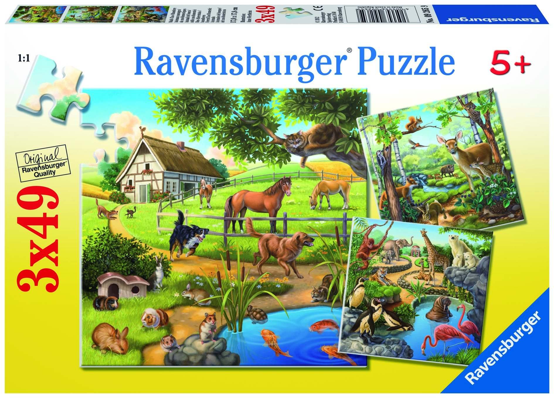 Ravensburger pusle 3x49 tk Loomad 1 Ravensburger pusle 3x49 tk Loomad