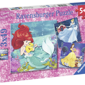 Ravensburger pusle 3x49 tk Printsessid Ariel, Tuhkatriinu ja Belle