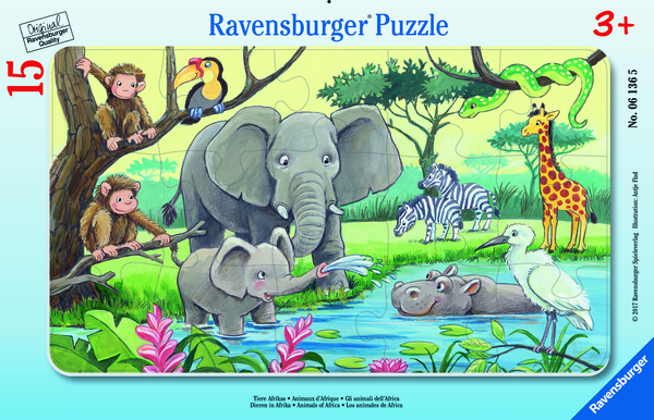 Ravensburger väike plaatpusle 15 tk Aafrikaloomad 1 Ravensburger väike plaatpusle 15 tk Aafrikaloomad