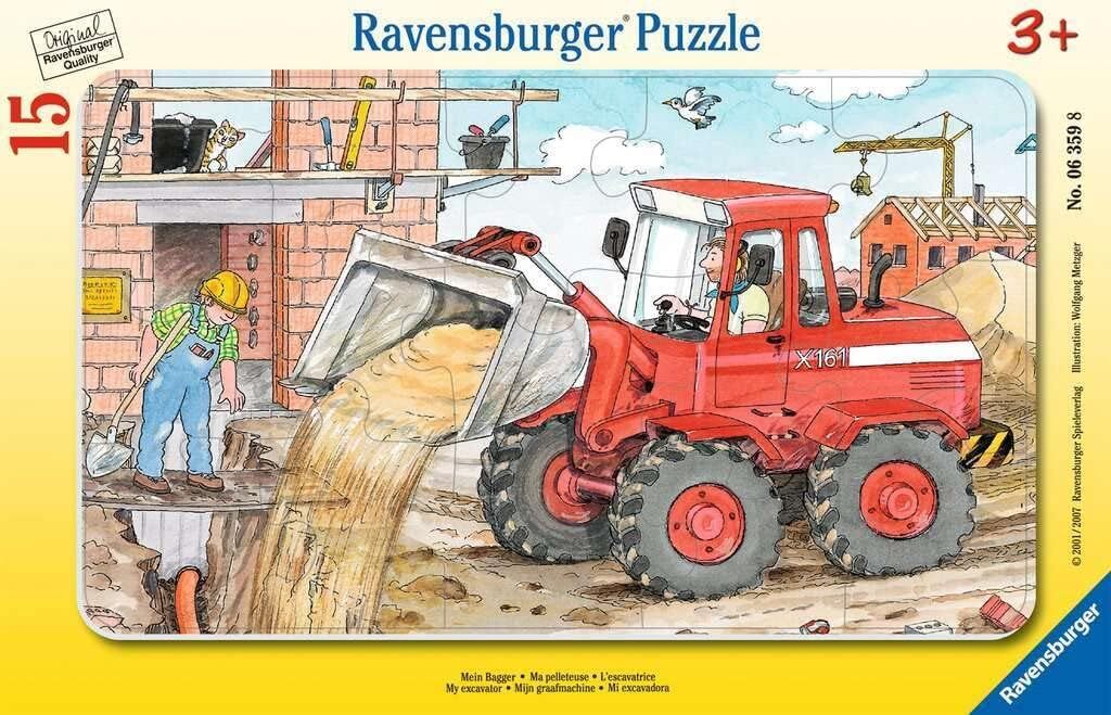 Ravensburger väike plaatpusle 15 tk Minu ekskavaator 1 Ravensburger väike plaatpusle 15 tk Minu ekskavaator